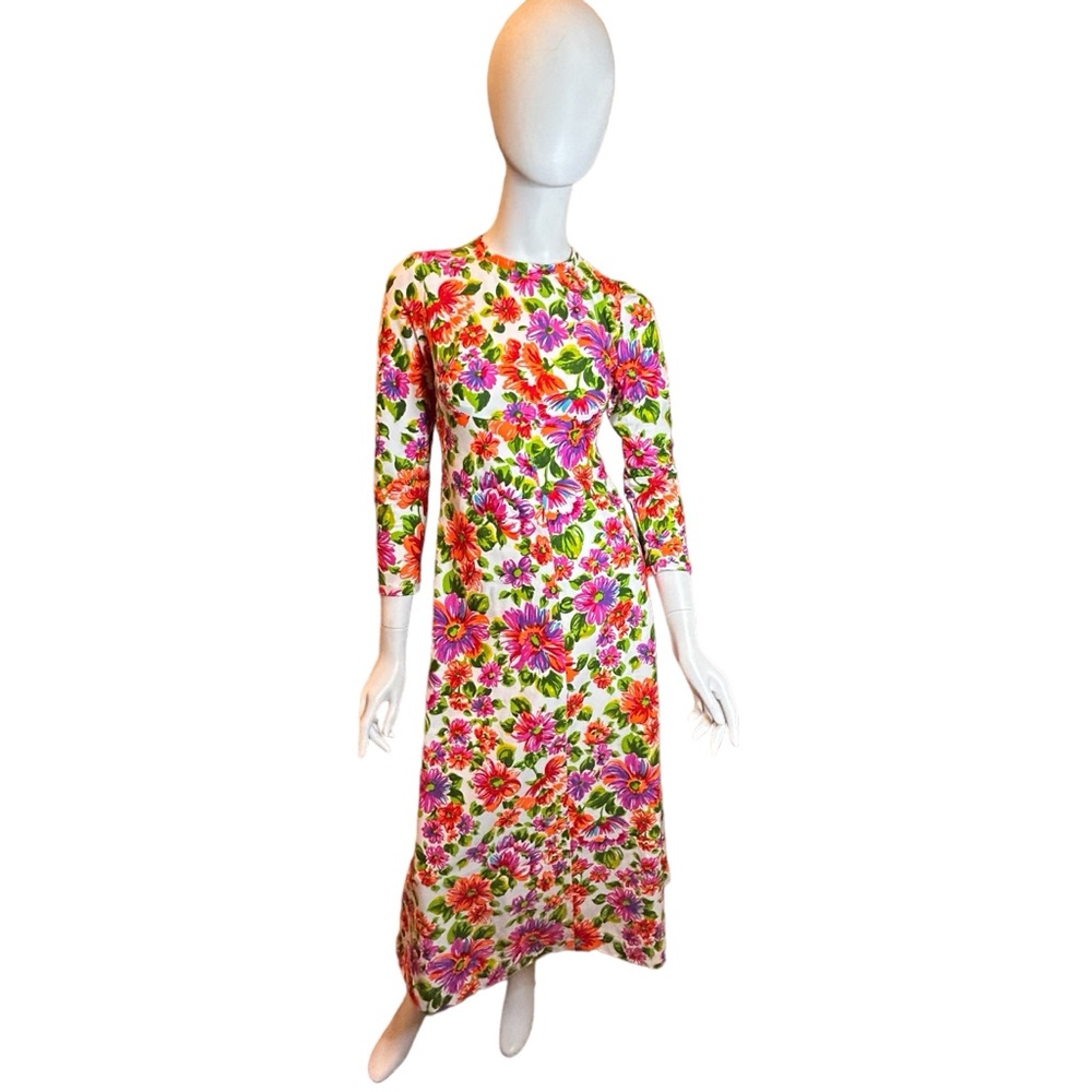 Vintage 70s Floral Maxi Dress Small